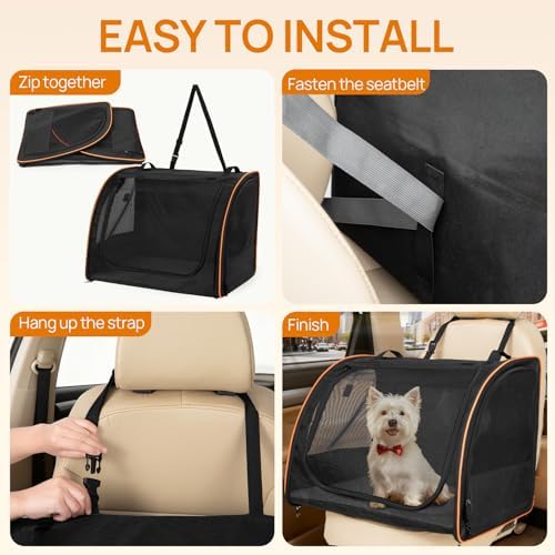 Dog Car Seat, Enclosed Carrier for Pets Travel Safety Dog Crate Soft-Sided - Image 3