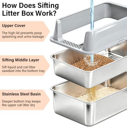 XL Stainless Steel Sifting Litter Box - Image 5