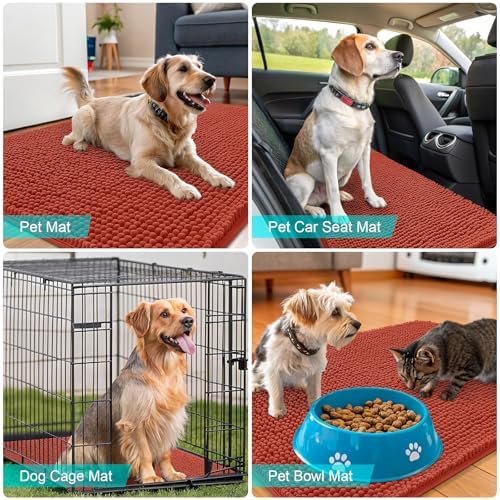 OLANLY Dog Door Mat for Muddy Paws 30x20, Super Absorbent Chenille Mud Mat - Image 7
