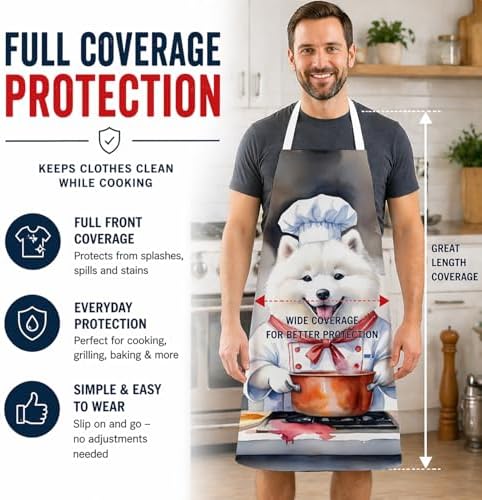 Caroline's Treasures Samoyed The Chef Apron Cooking Kitchen Server Baking - Image 3
