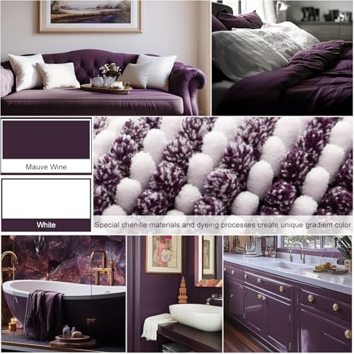 BSICPRO Bathroom Rugs Sets 2 Piece, Non Slip Striped Bath Mats, Mauve Wine - Image 3