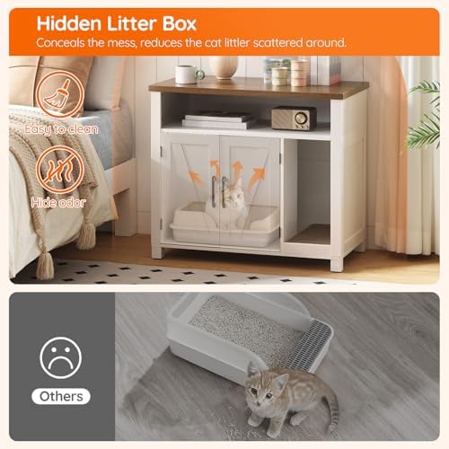 HOOBRO Cat Litter Box Enclosure, Farmhouse Hidden Litter Box - Image 6