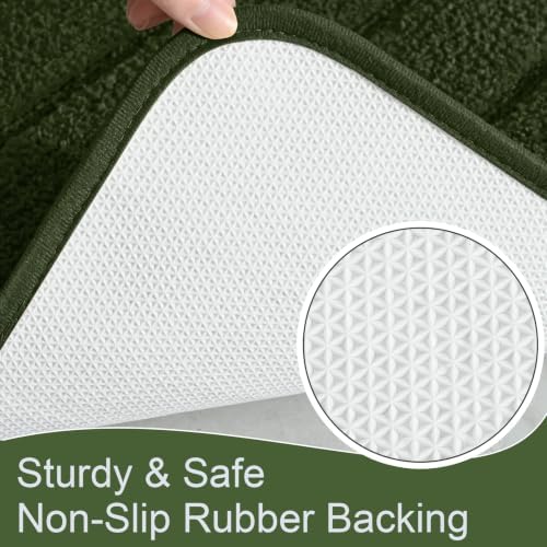 AROGAN Luxury Long Bathroom Runner Rugs 24x60 Inch Bath Rug, Olive Green - Image 4