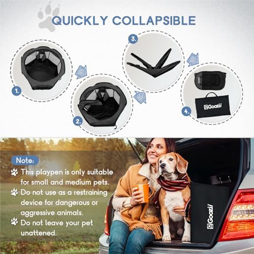 Goozii Portable Dog Playpen for Medium Dogs, Collapsible Pet Cat Kitten Puppy - Image 6