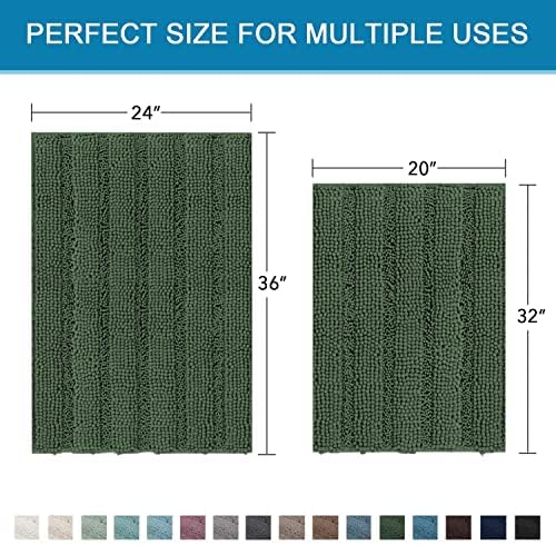 H.VERSAILTEX Bathroom Rugs Bath Mats Sets Super Absorbent Chenille Striped Bath - Image 2