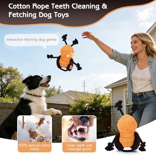 Yipetor Cockroach Squeaky Dog Toy, Puppy Rope Chew Toy - Image 4