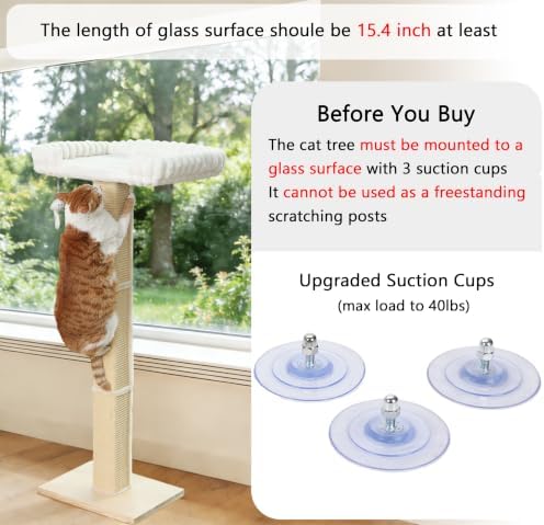 Cat Scratching Post with Large Window Perch, 47-Inch Tall Sisal Cat Tree - Image 2