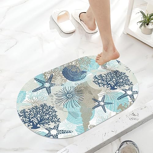 Cute Corals and Seashells Super Absorbent Quick-Drying Bathroom Mat Rug - Image 6