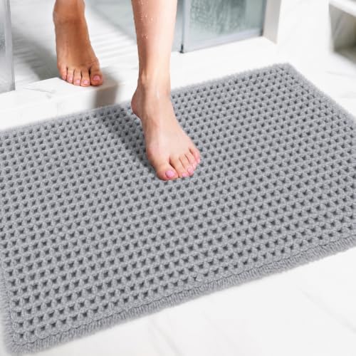 ILANGO Upgraded Waffle Bath Rug 20x32, Super Absorbent Non Slip Bath Mat by ILANGO