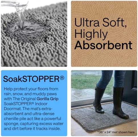 GORILLA GRIP SoakSTOPPER Dog Door Mat, Machine Wash and Dry, 30x20 Gray - Image 4