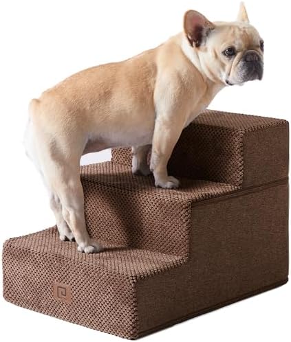 EHEYCIGA Dog Stairs for Small Dogs 13.5" H, 3-Step Dog Steps for Cats by EHEYCIGA