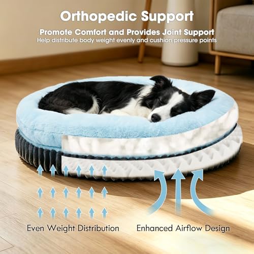 ClevaHome Orthopedic Dog Bed for Large Medium Dogs, 42in Ice Blue - Image 5