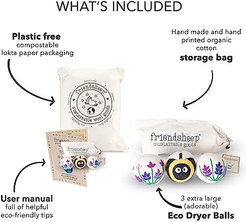 Friendsheep Wool Dryer Balls, Organic Reusable Fabric Softener Alternative - Image 2
