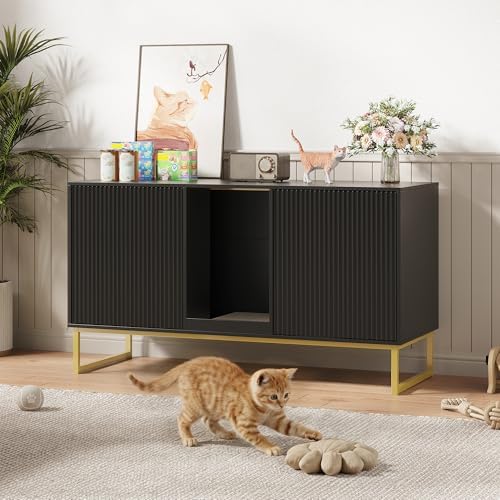 Kitty Litter Box Enclosure for 2 Cats, Small Hidden Cat Litter Box Furniture by FiveWillowise