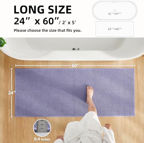 TYUU Bathroom Runner Rug, Long Bath Mat Washable Thin Quick Dry Low Pile - Image 2