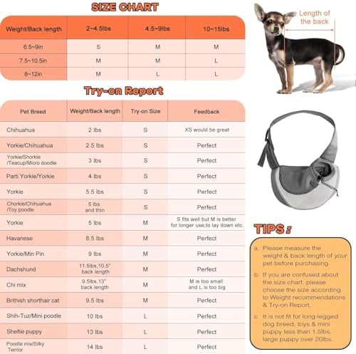 YUDODO Pet Sling Carrier for 5-9 lbs Small Dogs Cat Puppy Crossbody Carrier - Image 3