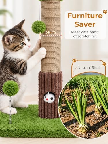 Woochpet Funny Cat Scratching Posts Sturdy Scratcher Posts 33'' Green - Image 5