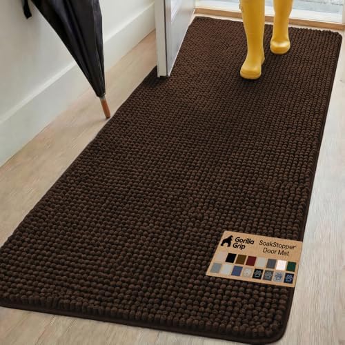 GORILLA GRIP SoakSTOPPER Dog Door Mat, Machine Wash and Dry, 70x24 Brown by GorillaGrip