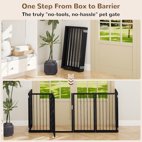 32" Extra Tall Free Standing Dog Gate Indoor, Foldable Pet Gate - Image 5