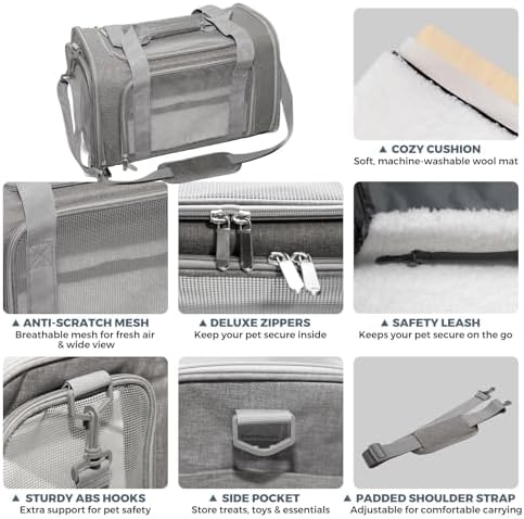 Soft-Sided Cat Carrier 18x11x11 in Expandable Travel Pet Bag 15LBS - Image 4