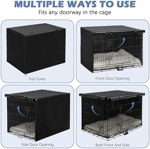 Akinerri Dog Crate Cover, Double Door Waterproof Kennel Cover, 24 in Black - Image 4