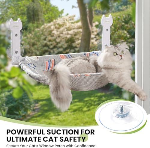 HiPetpy Cat Window Perch, Glow in The Dark Foldable Cat Hammock, Cordless - Image 3