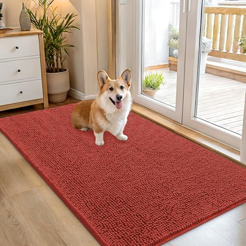 OLANLY Dog Door Mat for Muddy Paws 54x32, Super Absorbent Chenille Mud Mat by OLANLY
