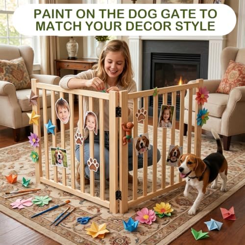 Wooden Freestanding Dog Gate Indoor - Image 3
