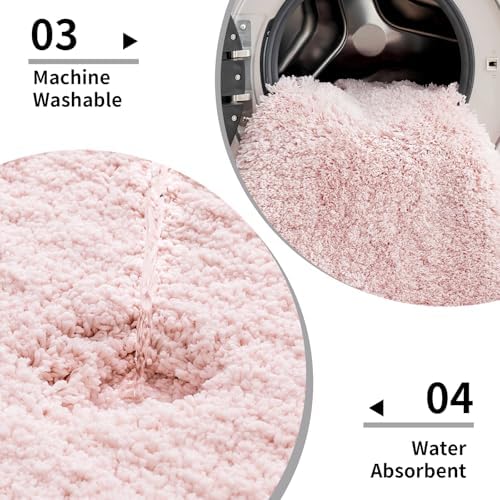 Disolla Toilet Rug 22x24 Sakura Pink, Soft Toilet Mat U-Shaped Washable - Image 4
