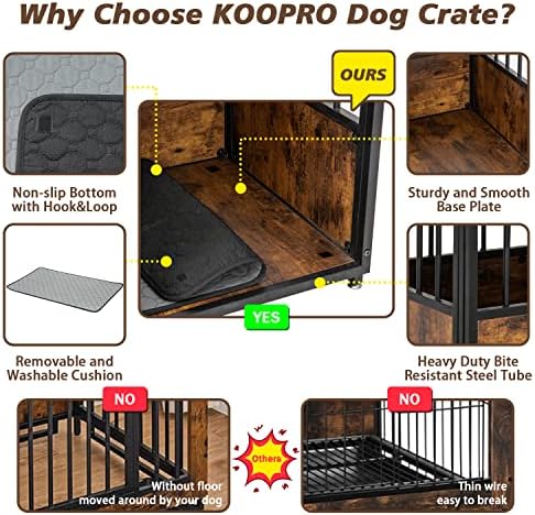KOOPRO 40" Dog Crate Furniture w/Cushion, Heavy Duty - Image 4