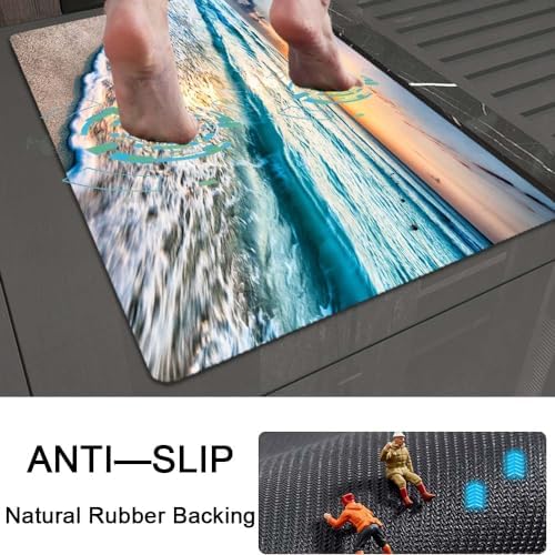 Bath Mat Rug, Sunset on Island Beach Non Slip Quick Dry Super Absorbent Thin - Image 5