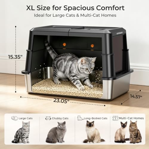 URPOWER XL Stainless Steel Cat Litter Box - Image 7