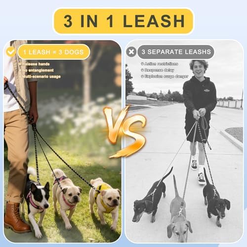 Dual Dog Leash - 360° Swivel No Tangle Walking Leash, Detachable Design - Image 4