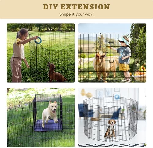 8-Panel Foldable Metal Dog Exercise Pen – 24/30/36/42/48 Inch Height, - Image 7