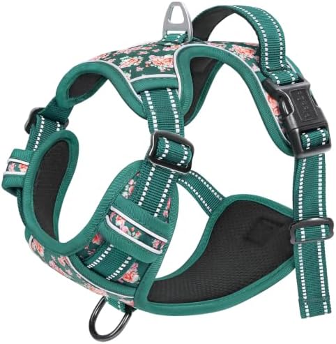 HEELE Dog Harness, Reflective, No Pull No Choke, Flower Grass Green - Image 6