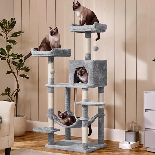 Yaheetech 59in Cat Tree for Multiple Cats, Extended Platforms for Climbing & - Image 2