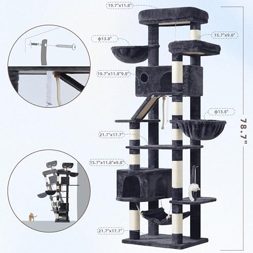Gitelsnour Tall Cat Tree Tower for for Multiple Cats, Large Condo - Image 7