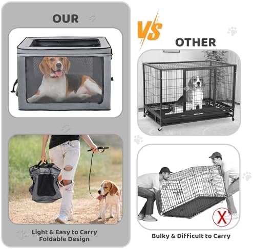 Portable Dog Crate Soft Dog Crate 22", Comfy，Collapsible Crate - Image 4