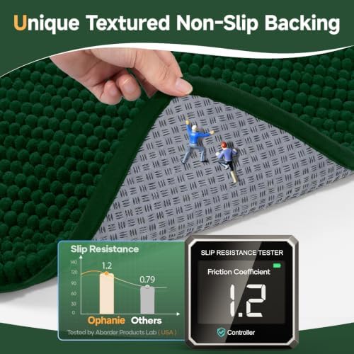 Ophanie Green Toilet Rugs U-Shaped 24x20, Soft Chenille Contour Bath Mat - Image 4