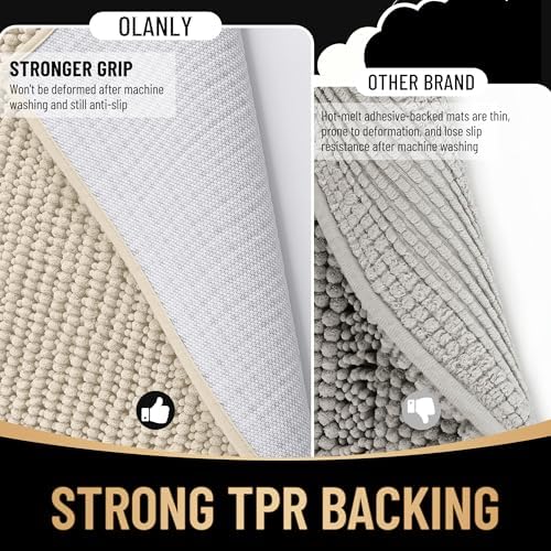 OLANLY Thick Chenille Large Bathroom Rugs 59x35, Absorbent Bath Mat - Image 5
