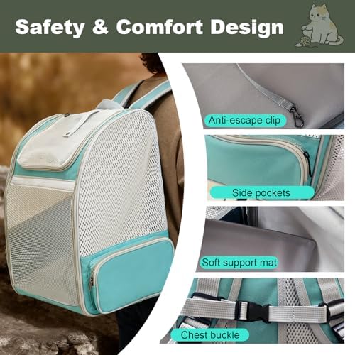 halinfer Backpack to Carry Cat and Small Puppy up to 16 Pounds, Breathable Pet - Image 6