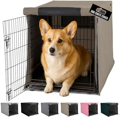 GORILLA GRIP Dog Crate Covers, Wire Kennel Topper, 30 in, Light Taupe by GorillaGrip