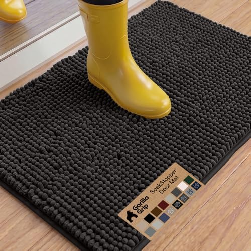 GORILLA GRIP SoakSTOPPER Dog Door Mat, Machine Wash and Dry, 36x24 Black by GorillaGrip