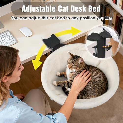 IPOW 360° Rotating Cat Desk Bed Semi-Circular Cat Bed Maximum Hold Up to 40lb - Image 4