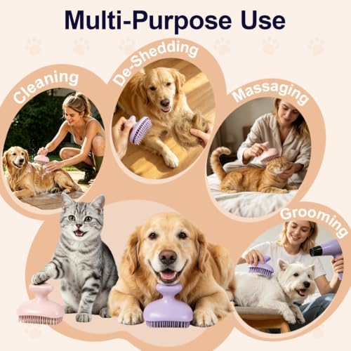 Dog Bath Brush for Grooming & Shedding, Self-Cleaning Pet Scrubber - Image 5