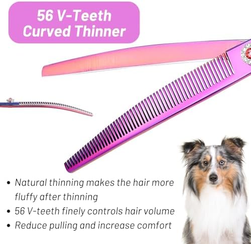 7.5inch Curved Thinner Dog Grooming Scissors, 56 Teeth Shears - Image 5