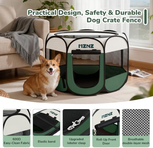 Dog Cat Small Animal Puppy Playpen Crate, Dark Green - Image 6
