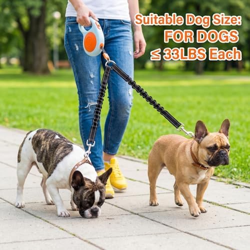 Double Dog Leash for Walking 2 Small Dogs, Dual Retractable 9.8ft Extendable - Image 6