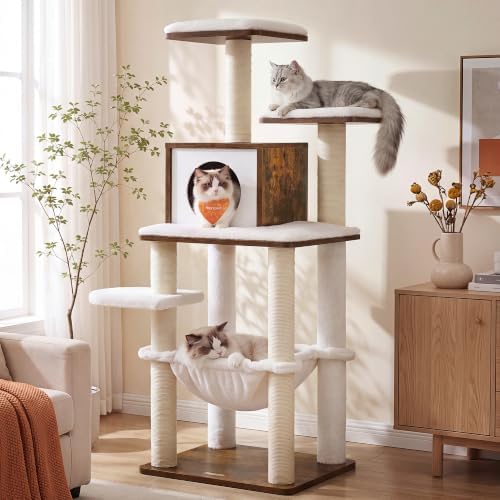 Feandrea Cat Tree, 56.3-Inch Contemporary Cat Tower by FeandreabySONGMICSHOME