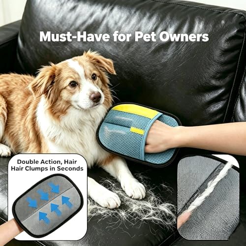 SHIAWASENA Pet Hair Remover Gloves, 2 Pack Electrostatic Deshedding Mitt - Image 2